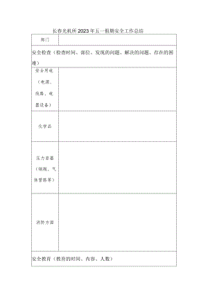 长春光机所2023年五一假期安全工作总结.docx