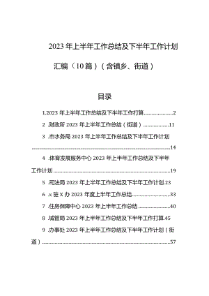 2023年上半年工作总结及下半年工作计划汇编（10篇）（含镇乡、街道）.docx