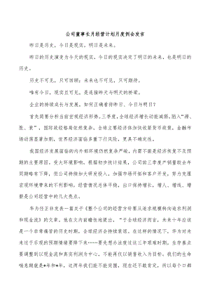 公司董事长月经营计划月度例会发言.docx