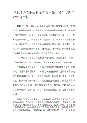 坚定维护党中央权威和集中统一领导专题研讨发言材料.docx