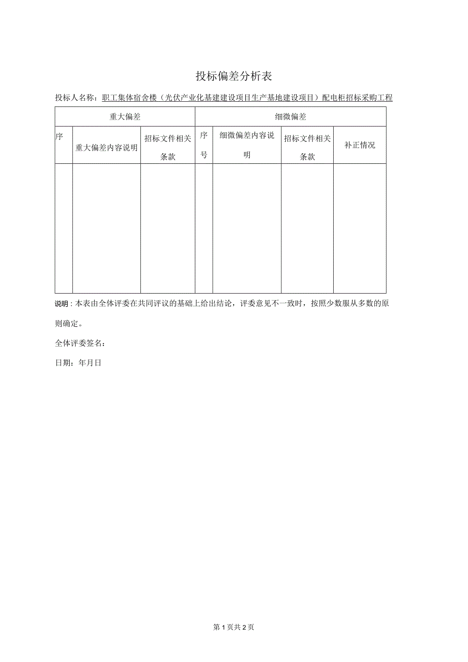 投标偏差分析表（2023年）.docx_第1页