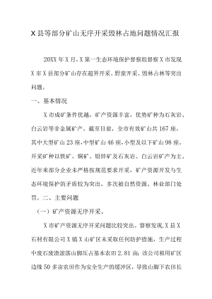 X县等部分矿山无序开采毁林占地问题情况汇报.docx