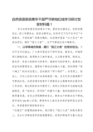 自然资源系统青年干部严守耕地红线学习研讨发言材料2篇.docx