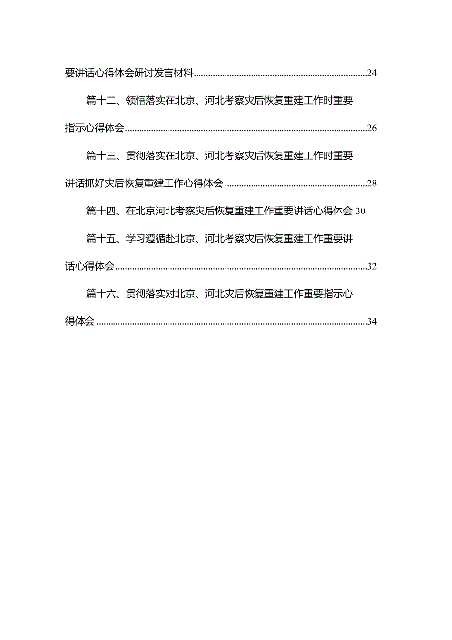 贯彻落实在北京、河北考察灾后恢复重建工作重要指示心得体会16篇供参考.docx_第2页