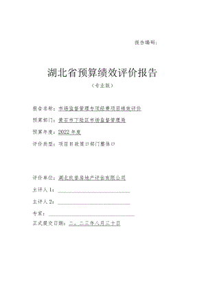 报告编码湖北省预算绩效评价报告.docx