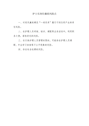 护士长岗位廉政风险点.docx