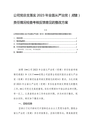 公司党总支落实2023年全面从严治党（党建）责任情况检查考核反馈意见的整改方案.docx