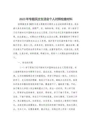 2023年主题教育专题民主生活会个人对照检查 乡镇书记（案例剖析+上年度整改+个人事项）.docx