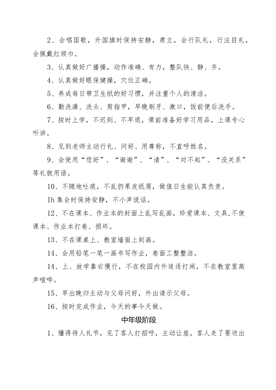 XX学校养成教育阶段目标要求.docx_第2页