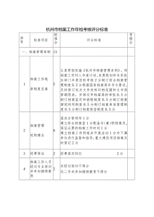 杭州市档案工作年检考核评分标准.docx