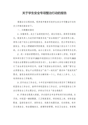 关于学生安全专项整治行动的报告.docx