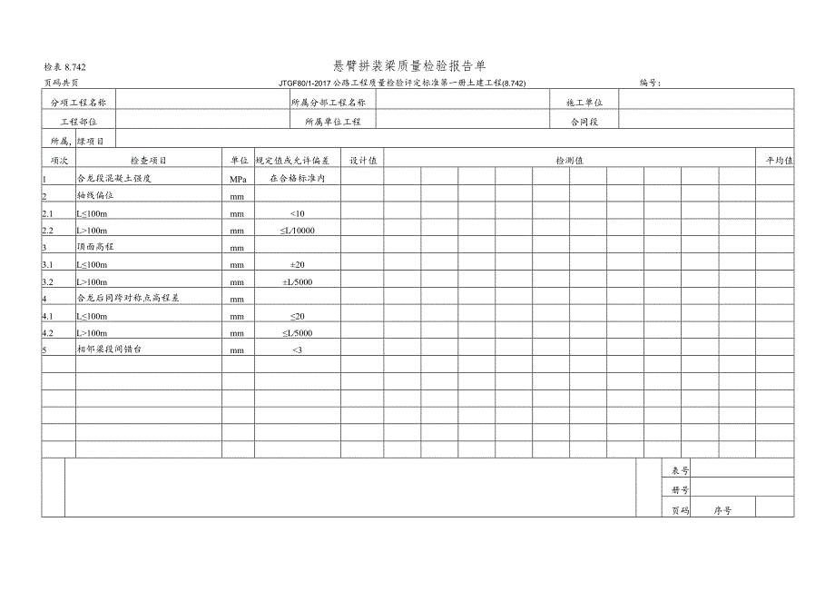 悬臂拼装梁质量检验报告单.docx_第1页