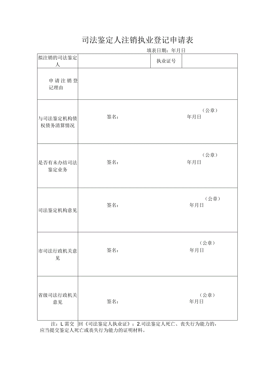 山西省司法鉴定人注销执业登记申请表.docx_第1页