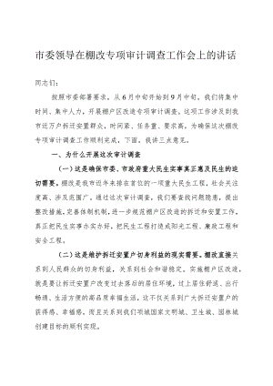 市委领导在棚改专项审计调查工作会上的讲话.docx