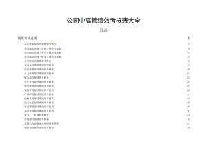 公司中高管及经理绩效考核表大全.docx