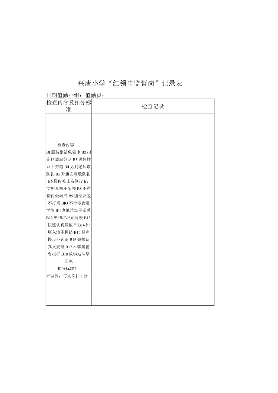 兴唐小学“红领巾监督岗”记录表.docx_第1页