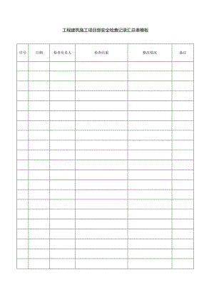 工程建筑施工项目部安全检查记录汇总表模板.docx