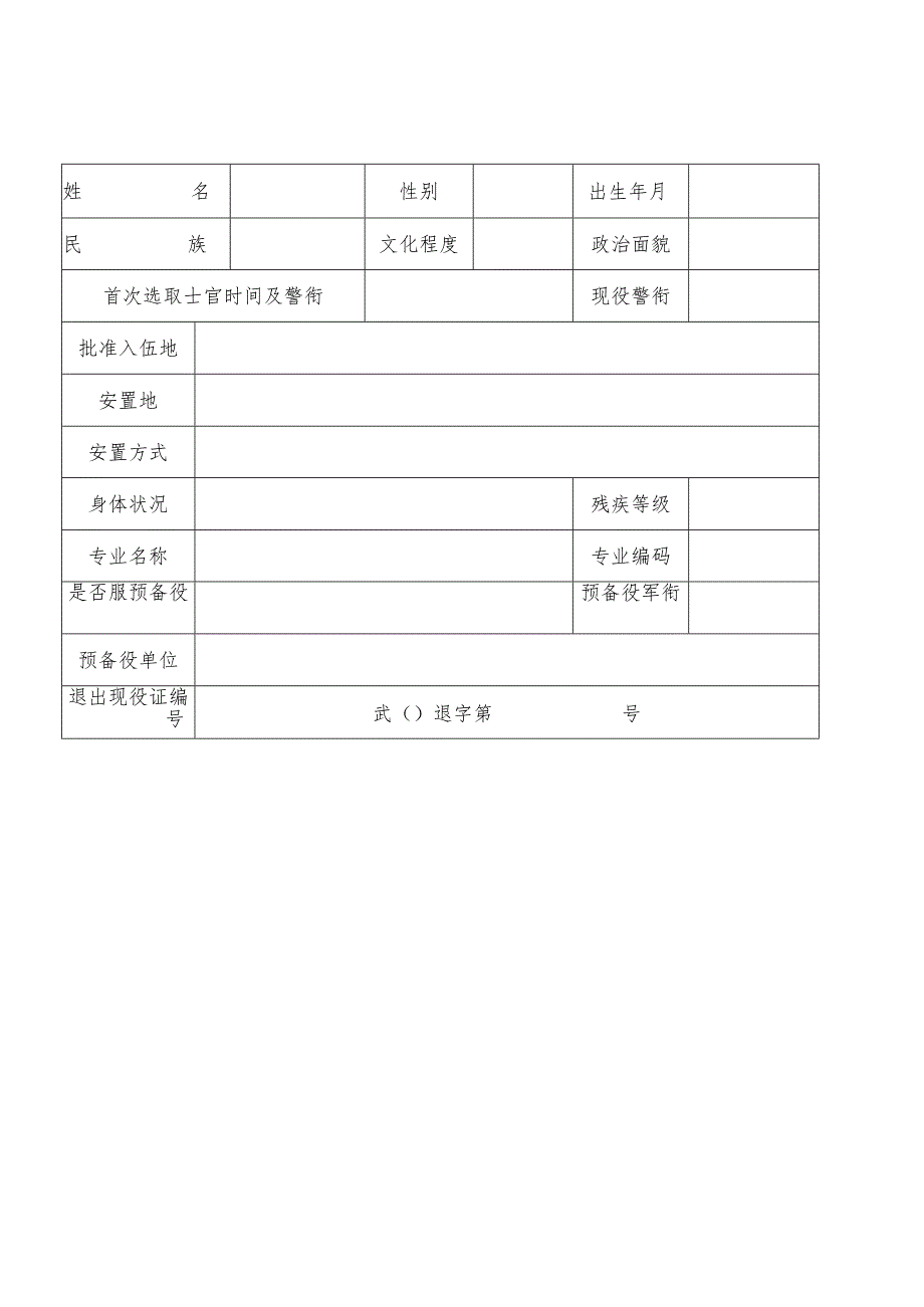 士官退伍退出现役登记表.docx_第2页