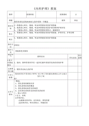 恶心呕吐、腹痛、呕血和黑便症状的护理诊断和护理评估教案.docx