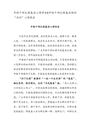 年轻干部扎根基层心得体会 & 年轻干部扎根基层练好“内功” 心得体会.docx