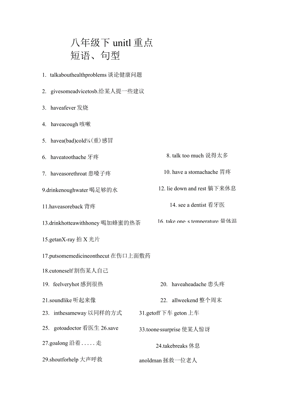 八年级下unit1重点短语.docx_第1页