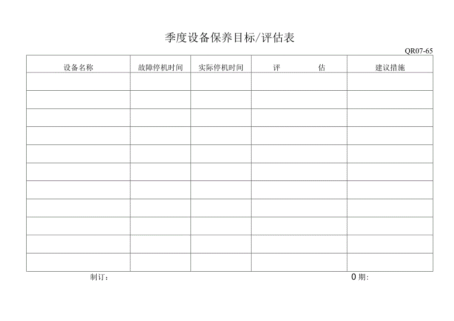 季度设备保养目标评估表格模板.docx_第1页