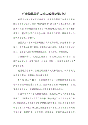 兴唐幼儿园防灾减灾教师培训总结.docx