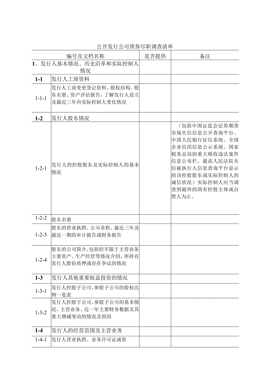 公开发行公司债尽职调查清单.docx_第1页