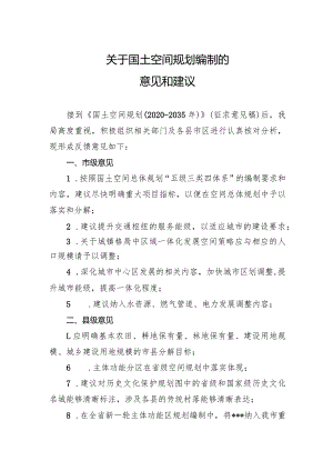 关于国土空间规划编制的意见和建议.docx