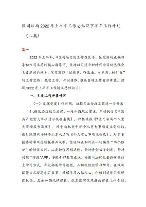 区司法局2022年上半年工作总结及下半年工作计划（二篇）.docx