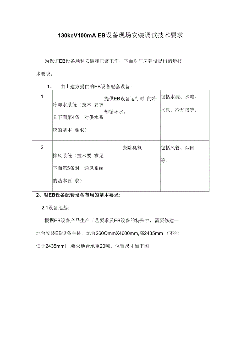 130keV100mA EB设备现场安装技术要求.docx_第1页