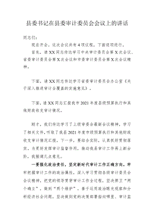 县委书记在县委审计委员会会议上的讲话.docx