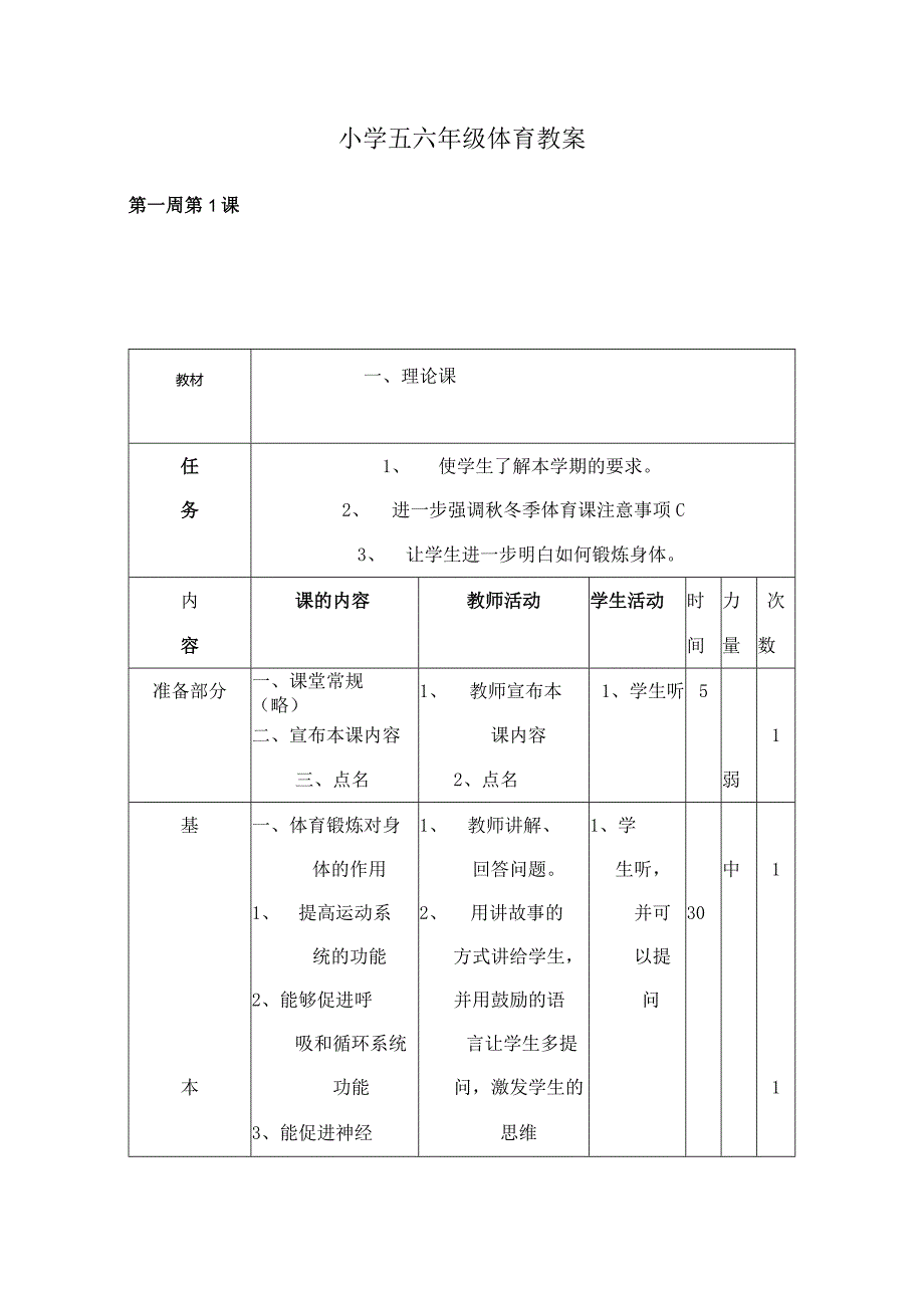 小学五六年级体育教案.docx_第1页