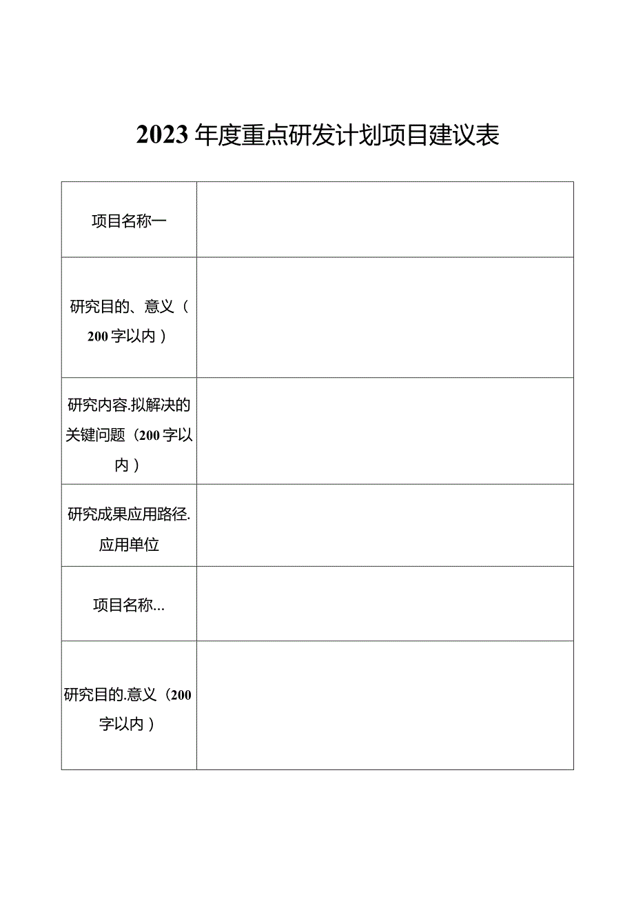 2023年度重点研发计划项目建议表.docx_第1页