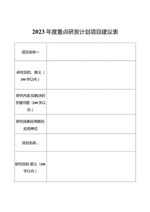 2023年度重点研发计划项目建议表.docx