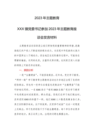 2023年主题教育——XX镇党委书记参加2023年主题教育座谈会发言材料.docx