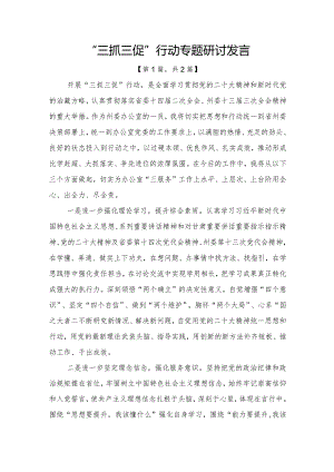 “三抓三促”行动专题研讨发言精选-2篇.docx