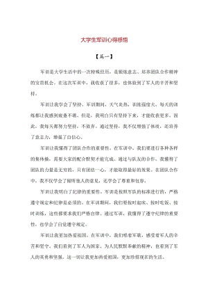 【精品】大学生军训心得感悟（600字）.docx