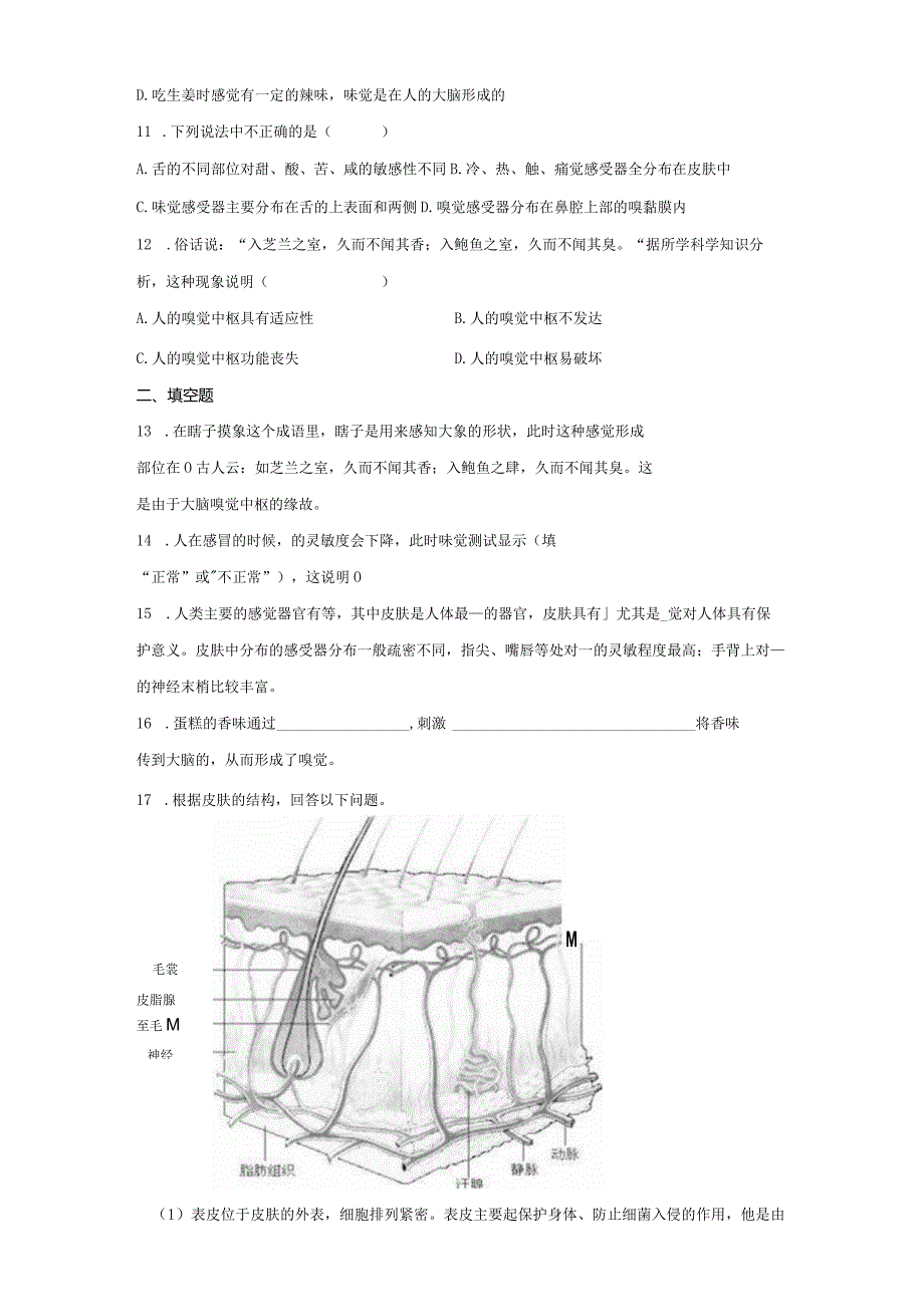 2023年浙教版科学七年级下册暑假作业1：感觉世界（含解析）.docx_第3页