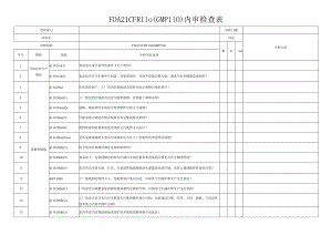 FDA 21 CFR 110(GMP110)内审检查表.docx