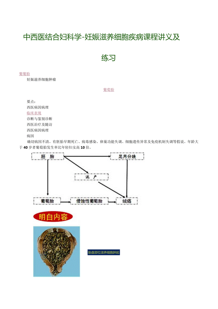 中西医结合妇科学-妊娠滋养细胞疾病课程讲义及练习.docx_第1页