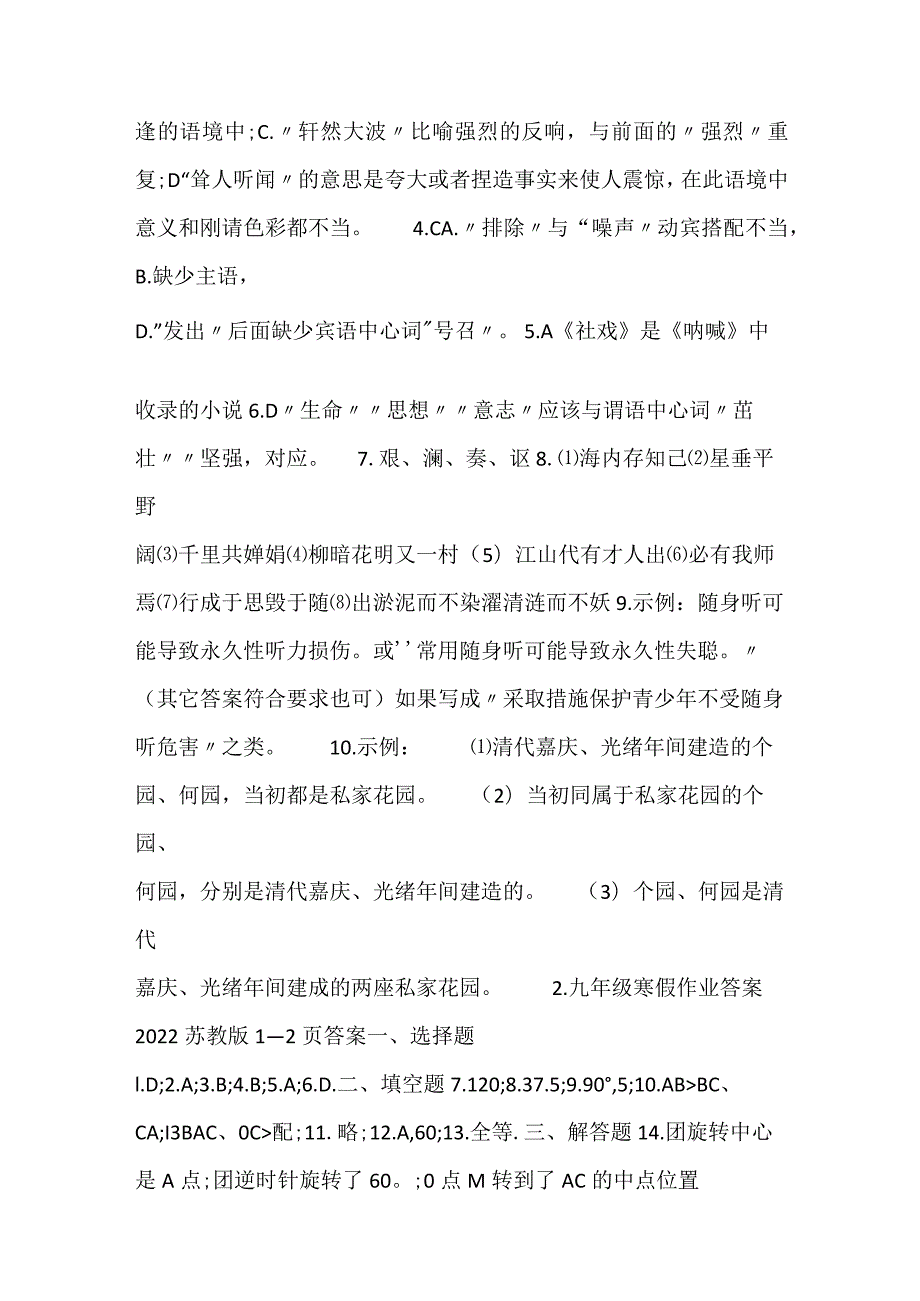 2023九年级寒假作业答案苏教版.docx_第3页