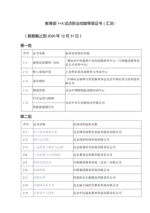 “1+X”证书制度试点职业技能等级证书全名录.docx