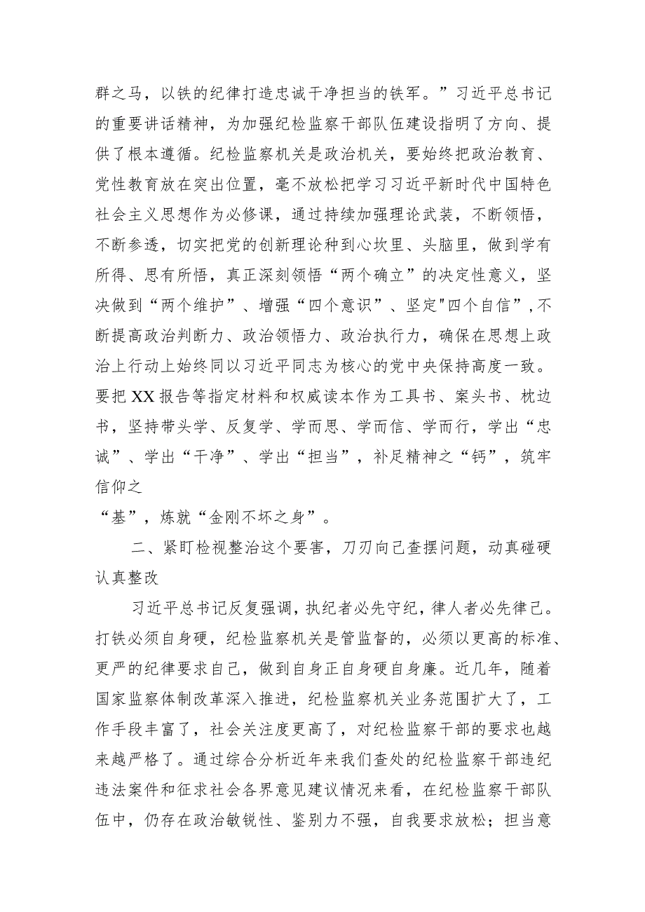 2023年纪检监察干部队伍教育整顿心得体会研讨发言材料共-3篇.docx_第2页