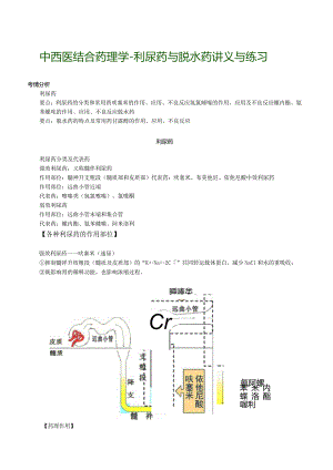 中西医结合药理学-利尿药与脱水药讲义与练习.docx