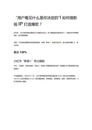 “用户看见什么是你决定的”｜如何借影视IP打造爆款？.docx