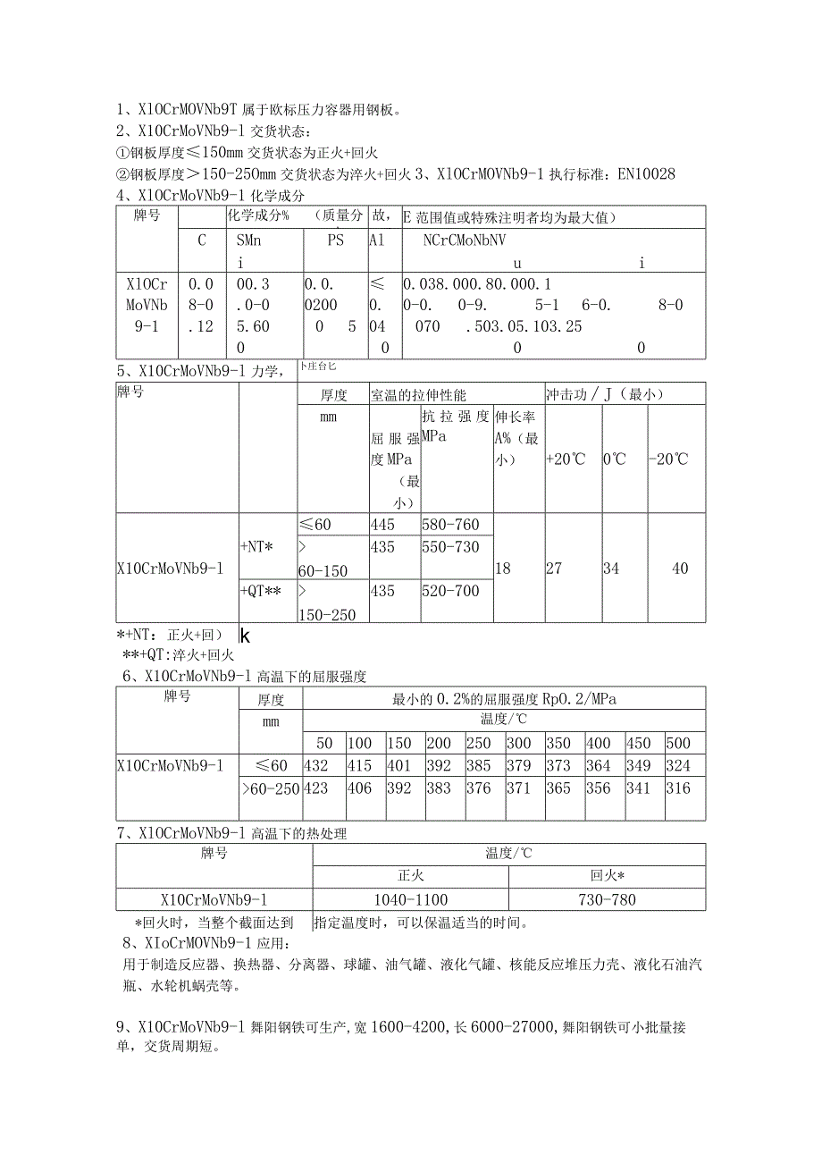 X10CrMoVNb9-1正火温度X10CrMoVNb9-1回火温度.docx_第1页