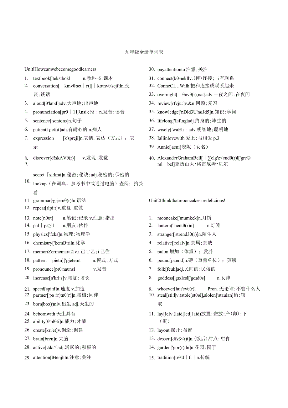 九年级全册单词表.docx_第1页