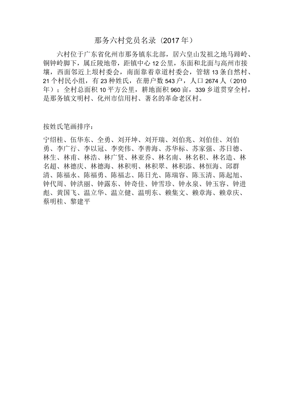 那务六村党员名录（2017年）.docx_第1页