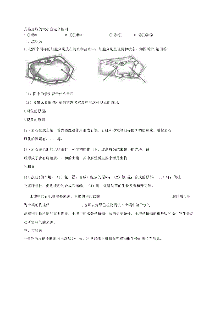 第4章 植物与土壤 （4.1-4.3）综合练习（含解析）.docx_第3页